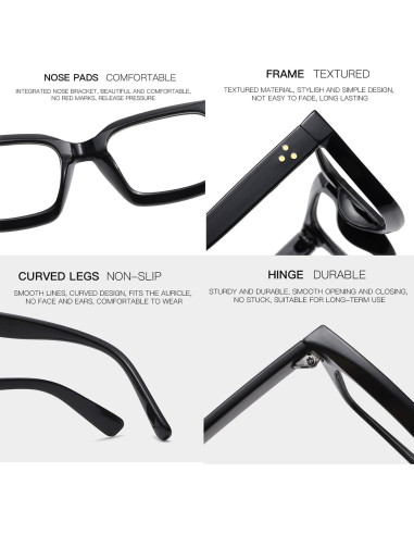 Gafas Cuadradas Clásicas EYLRIM con Lentes Transparentes