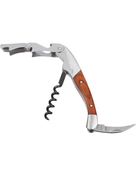 Sacacorchos Dragón Suave 3 en 1 Acero Inoxidable Madera