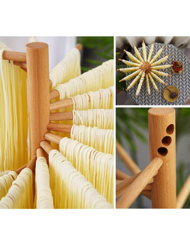 Soporte para Secar Fideos Valdus Plegable de Madera 16 Varillas