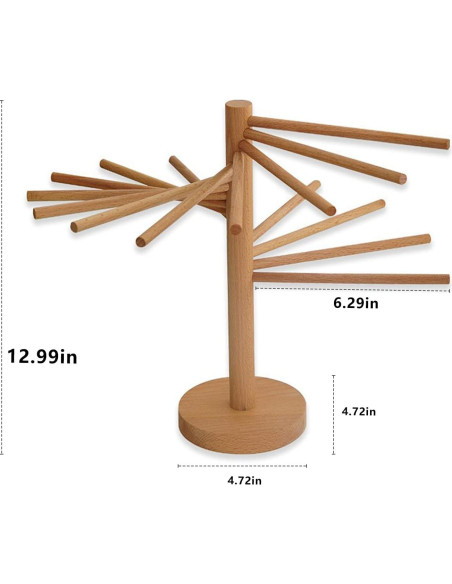 Soporte para Secar Fideos Valdus Plegable de Madera 16 Varillas