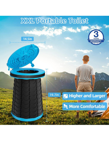 Inodoro Portátil Panmout XXL Ajustable 50 cm para Camping