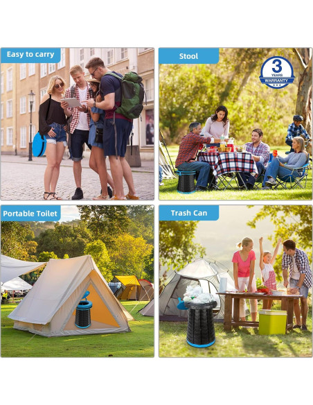 Inodoro Portátil Panmout XXL Ajustable 50 cm para Camping