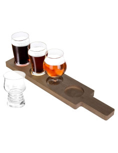 Set de 2 Caddies de Madera MyGift para Cerveza con 4 Vasos
