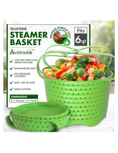 Cesta de Vapor Avokado 6QT Silicona Colapsable Verde