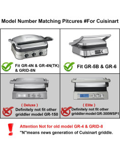 Placas de Waffle GVODE para Cuisinart GR-4N y GR-5B 2