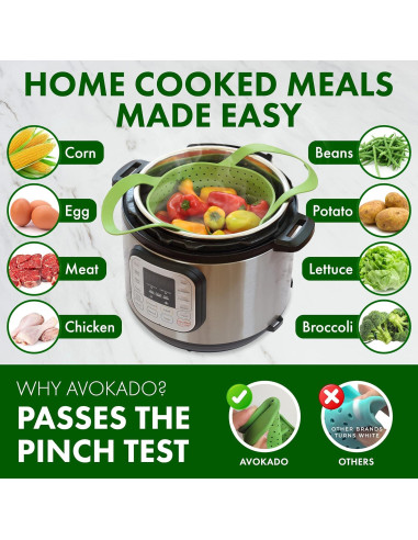 Cesta de Vapor Avokado 6QT Silicona Colapsable Verde