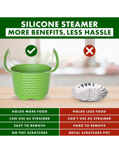 Cesta de Vapor Avokado 6QT Silicona Colapsable Verde