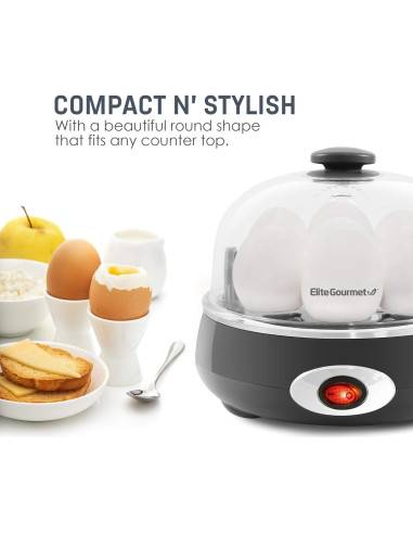 Cocedor de Huevos Elite Gourmet EGC007CHC, 7 Huevos, Gris