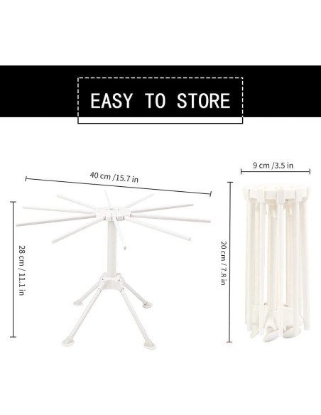 Soporte Plegable para Secar Pasta Cambom - 10 Mangos Blancos