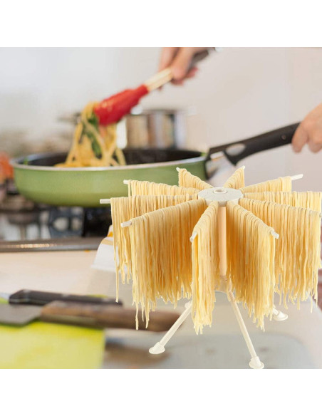 Soporte Plegable para Secar Pasta Cambom - 10 Mangos Blancos