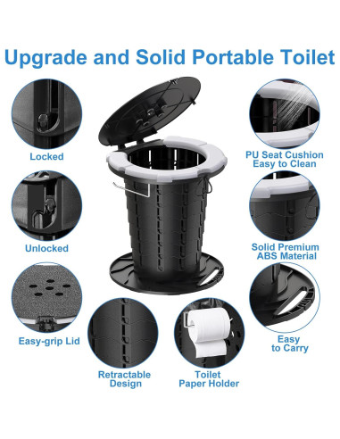 Inodoro Portátil CKE Plegable 300LBS Ajustable Camping