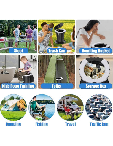 Inodoro Portátil CKE Plegable 300LBS Ajustable Camping