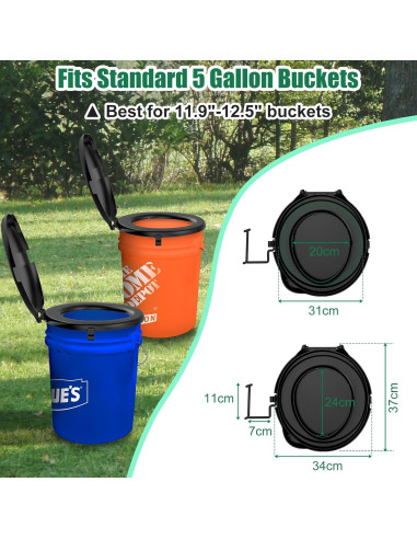 Asiento de Inodoro Portátil PAHTTO para Cubo 19L con Tapa