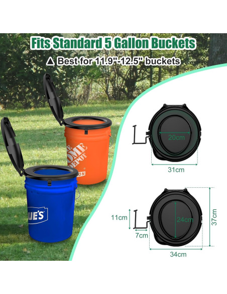 Asiento de Inodoro Portátil PAHTTO para Cubo 19L con Tapa