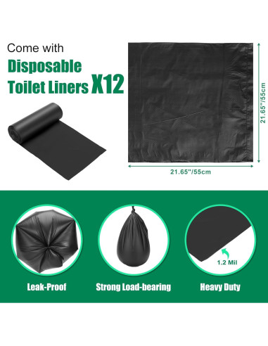 Asiento de Inodoro Portátil PAHTTO para Cubo 19L con Tapa