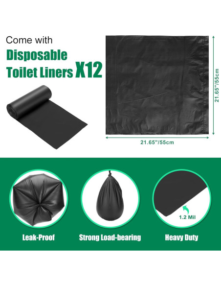 Asiento de Inodoro Portátil PAHTTO para Cubo 19L con Tapa