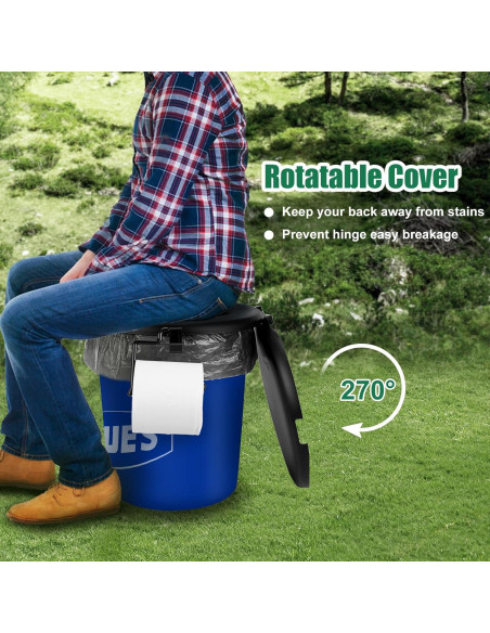 Asiento de Inodoro Portátil PAHTTO para Cubo 19L con Tapa