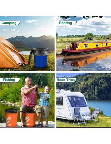 Asiento de Inodoro Portátil PAHTTO para Cubo 19L con Tapa