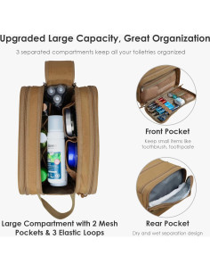 Bolsa de Aseo TACTICISM Marrón - Kit Dopp Táctico 29x17 cm 2