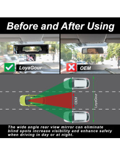 Espejo Retrovisor LoyaGour 15" Blanco Panorámico Ajustable 2