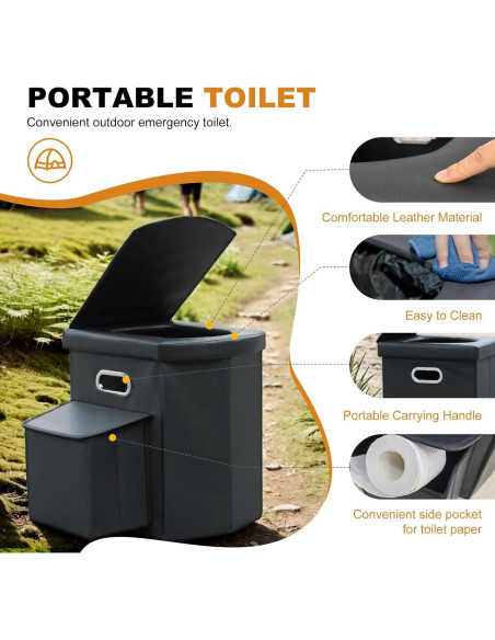 Inodoro Portátil XL Ann Katy Plegable para Camping 40.89 cm