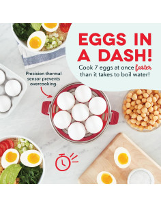 Cocedor de Huevos DASH Rapid 7 Huevos Eléctrico Rojo 2