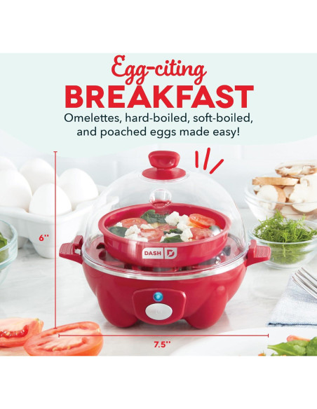 Cocedor de Huevos DASH Rapid 7 Huevos Eléctrico Rojo