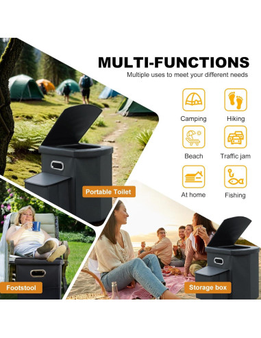 Inodoro Portátil XL Ann Katy Plegable para Camping 40.89 cm
