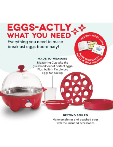 Cocedor de Huevos DASH Rapid 7 Huevos Eléctrico Rojo