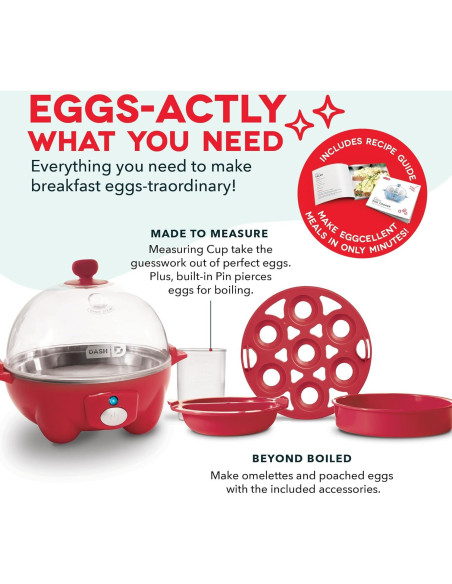 Cocedor de Huevos DASH Rapid 7 Huevos Eléctrico Rojo