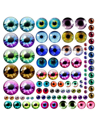 100 Piezas Ojos de Vidrio Cabochón 6 a 30 mm para Manualidades