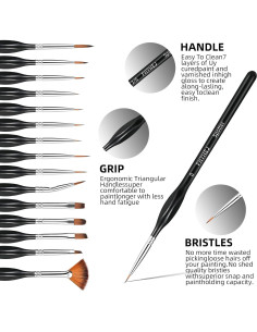 Juego de Pinceles de Detalle Fhyhej 15 Piezas Miniatura 2