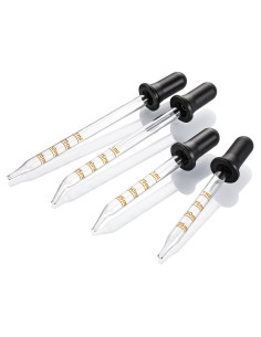 Paquete de 4 goteros de vidrio 1 mL - Punta larga y corta