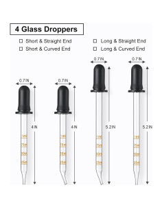 Paquete de 4 goteros de vidrio 1 mL - Punta larga y corta 2
