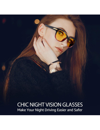 Gafas de Conducción Nocturna TJUTR - Lentes Amarillas Polarizadas