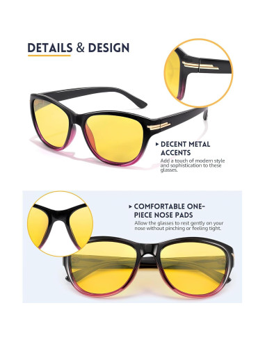 Gafas de Conducción Nocturna TJUTR - Lentes Amarillas Polarizadas