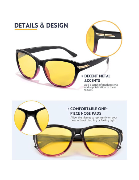 Gafas de Conducción Nocturna TJUTR - Lentes Amarillas Polarizadas