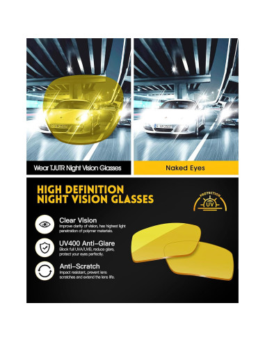 Gafas de Conducción Nocturna TJUTR - Lentes Amarillas Polarizadas