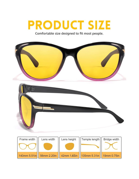 Gafas de Conducción Nocturna TJUTR - Lentes Amarillas Polarizadas