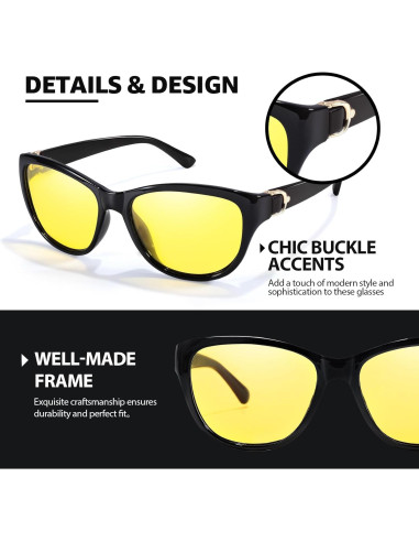 Gafas de Visión Nocturna TJUTR Polarizadas Tinte Amarillo