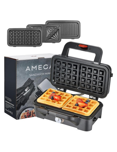 Máquina de Sandwich 3 en 1 AMEGAT con Placas Removibles