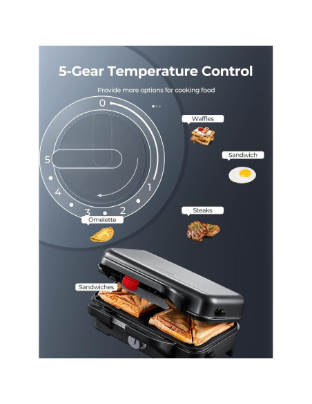 Máquina de Sandwich 3 en 1 AMEGAT con Placas Removibles