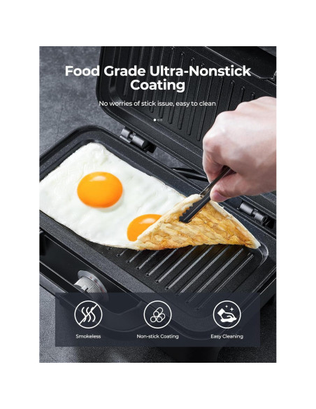 Máquina de Sandwich 3 en 1 AMEGAT con Placas Removibles