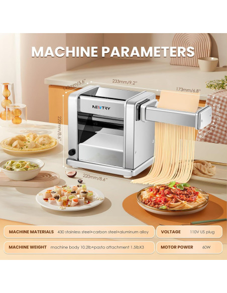 Máquina de Pasta Eléctrica NUEVO INTENTO 3 Cuchillas 110V