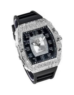 Reloj Techno Pave 41 mm Hombre Iced Out Plata-Negro 2