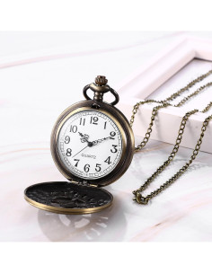 Reloj de bolsillo JewelryWe steampunk bronce con cadena 2