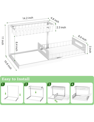 Organizador Bajo Fregadero REALINN 2 Niveles Blanco