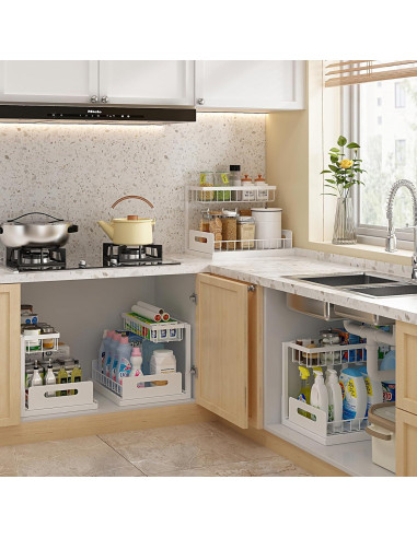 Organizador Bajo Fregadero REALINN 2 Niveles Blanco