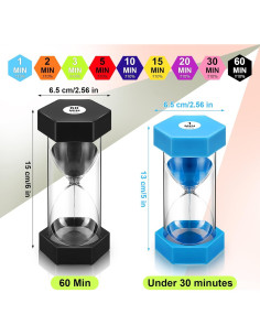 Juego de Relojes de Arena Yunsailing 9 Colores 1-60 Minutos 2