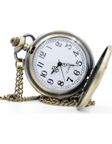 Reloj de bolsillo KDJSTORE Cuarzo con cadena y caja regalo